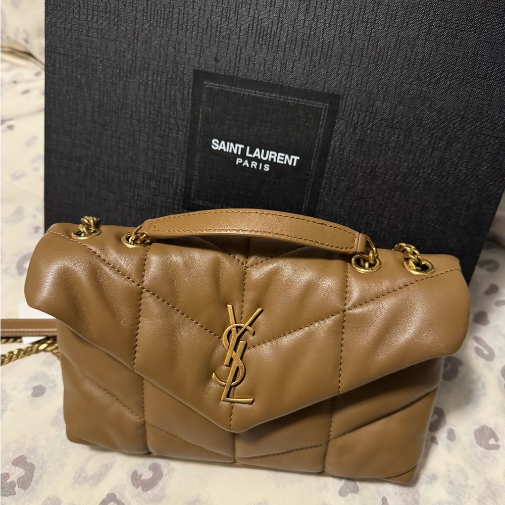 Saint Laurent Brown Quilted Shoulder Bag